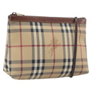 BURBERRY Nova Check Shoulder Bag PVC Beige Gold Auth 200296-1