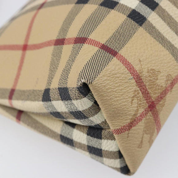 BURBERRY Nova Check Shoulder Bag PVC Beige Gold Auth 200296