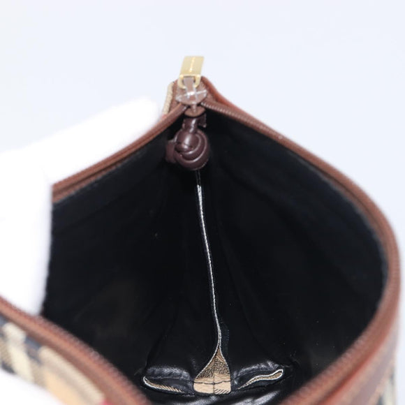 BURBERRY Nova Check Shoulder Bag PVC Beige Gold Auth 200296
