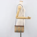 BURBERRY Nova Check Shoulder Bag PVC Beige Gold Auth 200296-20