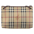 BURBERRY Nova Check Shoulder Bag PVC Beige Gold Auth 200296-2
