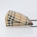 BURBERRY Nova Check Shoulder Bag PVC Beige Gold Auth 200296-3