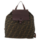 FENDI Zucca Canvas Backpack Brown Black Auth 200298-2