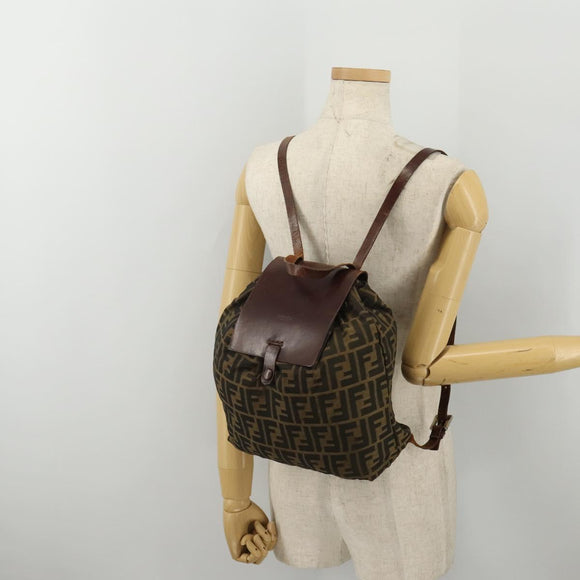 FENDI Zucca Canvas Backpack Brown Black Auth 200298
