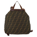 FENDI Zucca Canvas Backpack Brown Black Auth 200298-3