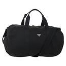 PRADA Boston Bag Nylon 2way Black Silver Auth 200299A-1