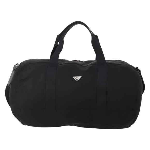 PRADA Boston Bag Nylon 2way Black Silver Auth 200299A
