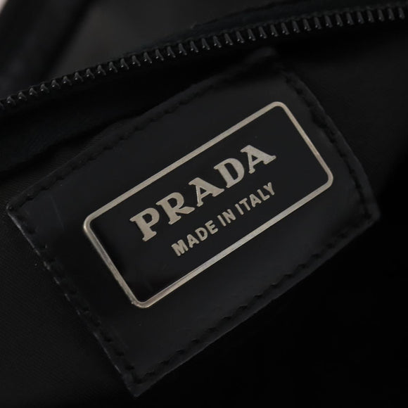 PRADA Boston Bag Nylon 2way Black Silver Auth 200299A