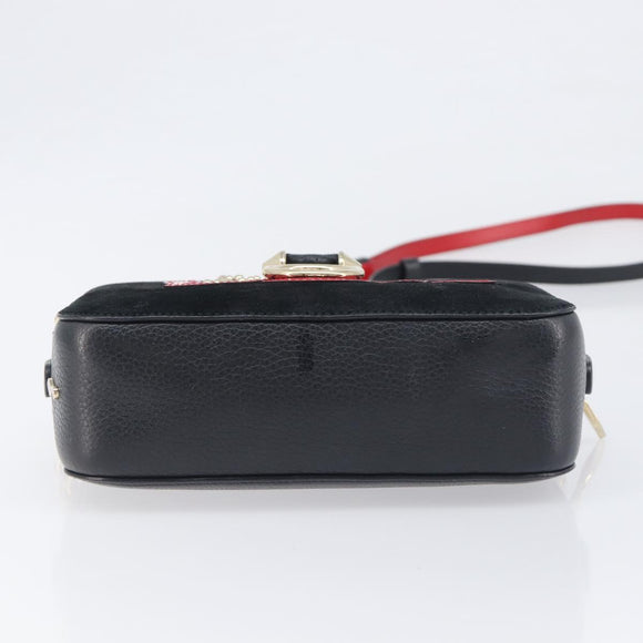 Christian Louboutin Chain Shoulder Bag Leather Black Gold Auth 200300A