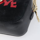 Christian Louboutin Chain Shoulder Bag Leather Black Gold Auth 200300A-15