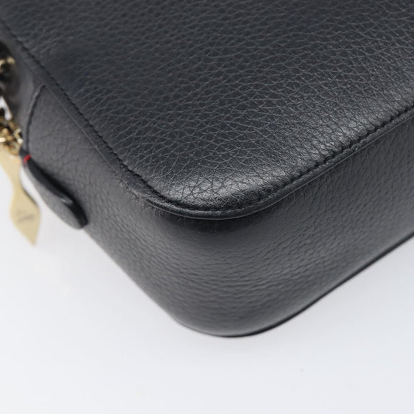 Christian Louboutin Chain Shoulder Bag Leather Black Gold Auth 200300A