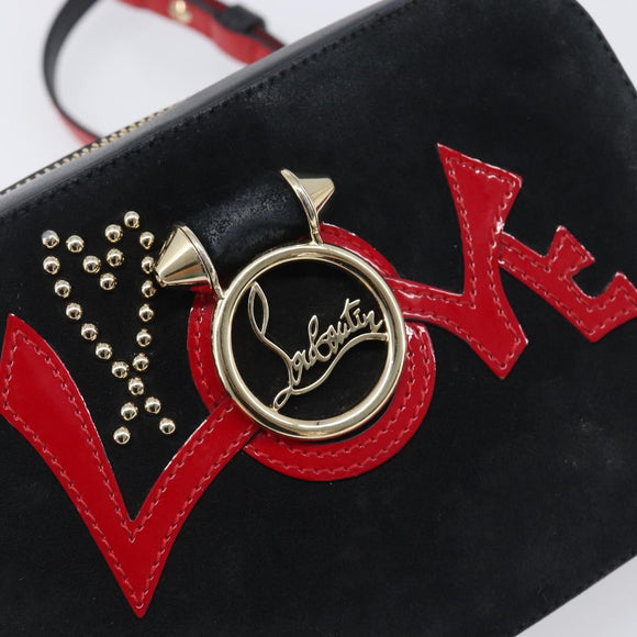 Christian Louboutin Chain Shoulder Bag Leather Black Gold Auth 200300A