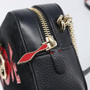 Christian Louboutin Chain Shoulder Bag Leather Black Gold Auth 200300A-10