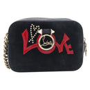 Christian Louboutin Chain Shoulder Bag Leather Black Gold Auth 200300A-13