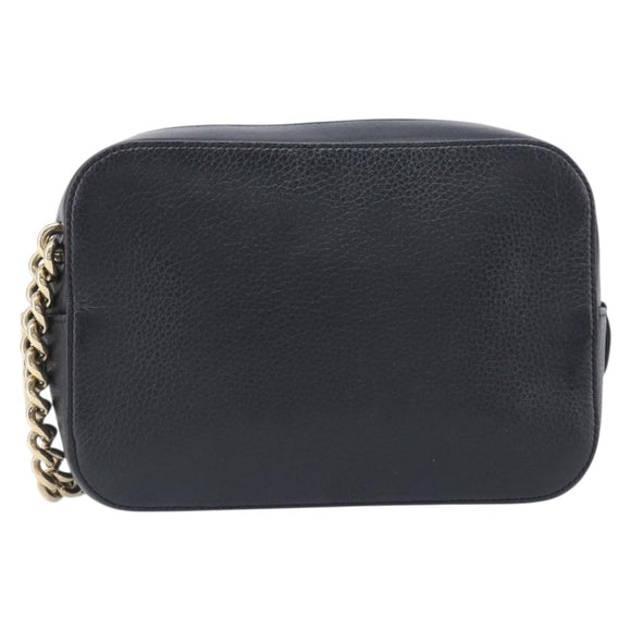 Christian Louboutin Chain Shoulder Bag Leather Black Gold Auth 200300A