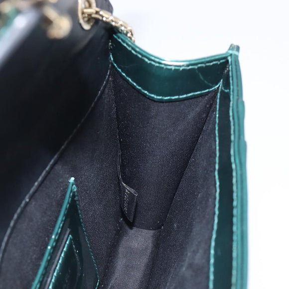 BVLGARI Serpenti Forever Chain Bag Patent Leather Green Gold Auth 200301V