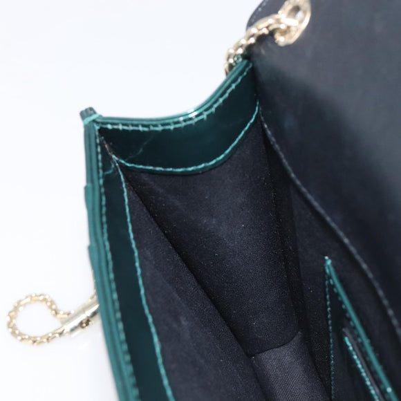 BVLGARI Serpenti Forever Chain Bag Patent Leather Green Gold Auth 200301V