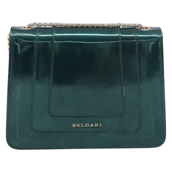 BVLGARI Serpenti Forever Chain Bag Patent Leather Green Gold Auth 200301V