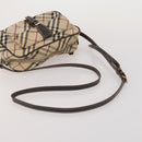 BURBERRY Nova Check Blue Label Hand Bag Canvas PVC 3 Set White Beige Auth 200307-12