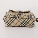 BURBERRY Nova Check Blue Label Hand Bag Canvas PVC 3 Set White Beige Auth 200307-15