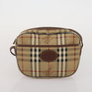 BURBERRY Nova Check Blue Label Hand Bag Canvas PVC 3 Set White Beige Auth 200307-17