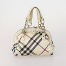 BURBERRY Nova Check Blue Label Hand Bag Canvas PVC 3 Set White Beige Auth 200307-3