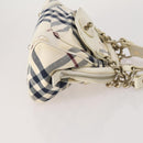 BURBERRY Nova Check Blue Label Hand Bag Canvas PVC 3 Set White Beige Auth 200307-4