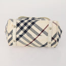 BURBERRY Nova Check Blue Label Hand Bag Canvas PVC 3 Set White Beige Auth 200307-7