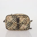 BURBERRY Nova Check Blue Label Hand Bag Canvas PVC 3 Set White Beige Auth 200307-9