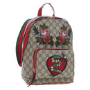 GUCCI GG Supreme Web Sherry Line Backpack PVC Beige Gold 427042 Auth 200331M-1
