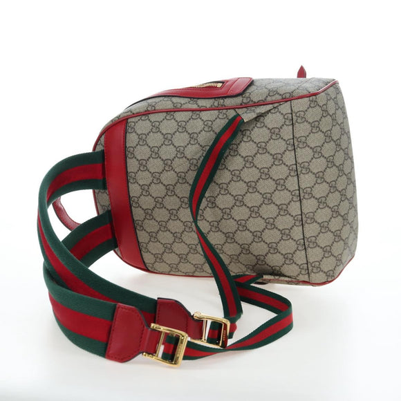 GUCCI GG Supreme Web Sherry Line Backpack PVC Beige Gold 427042 Auth 200331M
