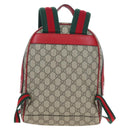 GUCCI GG Supreme Web Sherry Line Backpack PVC Beige Gold 427042 Auth 200331M-3