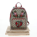 GUCCI GG Supreme Web Sherry Line Backpack PVC Beige Gold 427042 Auth 200331M-33