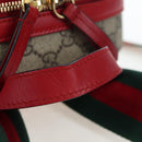 GUCCI GG Supreme Web Sherry Line Backpack PVC Beige Gold 427042 Auth 200331M-8