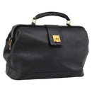CELINE Hand Bag Leather Black Gold Tone Auth 200334-1