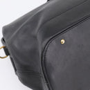 CELINE Hand Bag Leather Black Gold Tone Auth 200334-11