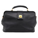 CELINE Hand Bag Leather Black Gold Tone Auth 200334-2