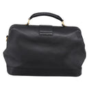 CELINE Hand Bag Leather Black Gold Tone Auth 200334-3