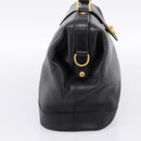 CELINE Hand Bag Leather Black Gold Tone Auth 200334-4
