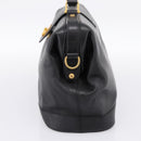 CELINE Hand Bag Leather Black Gold Tone Auth 200334-5