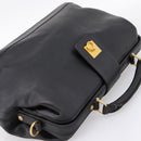 CELINE Hand Bag Leather Black Gold Tone Auth 200334-6