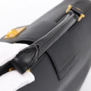 CELINE Hand Bag Leather Black Gold Tone Auth 200334-7