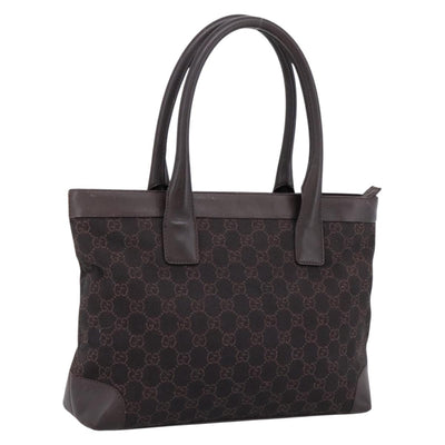 GUCCI GG Canvas Hand Bag Dark Brown 33890 Auth 200335