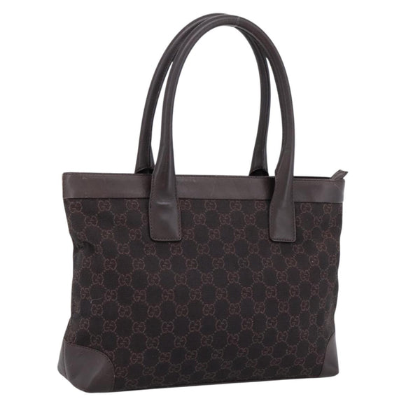 GUCCI GG Canvas Hand Bag Dark Brown 33890 Auth 200335