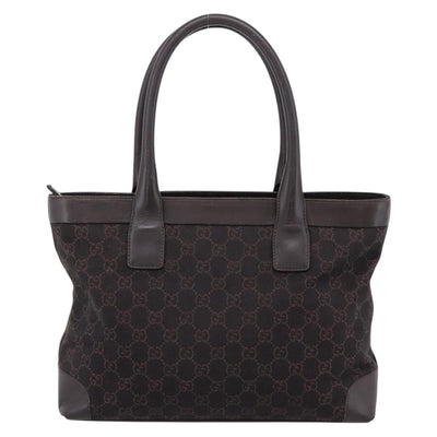 GUCCI GG Canvas Hand Bag Dark Brown 33890 Auth 200335 - 0