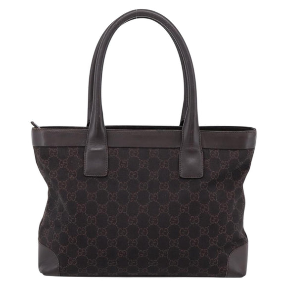GUCCI GG Canvas Hand Bag Dark Brown 33890 Auth 200335