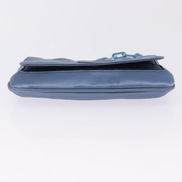 GUCCI Chain Shoulder Bag Satin Blue Auth 200336V