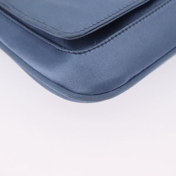 GUCCI Chain Shoulder Bag Satin Blue Auth 200336V