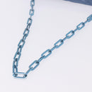 GUCCI Chain Shoulder Bag Satin Blue Auth 200336V-8