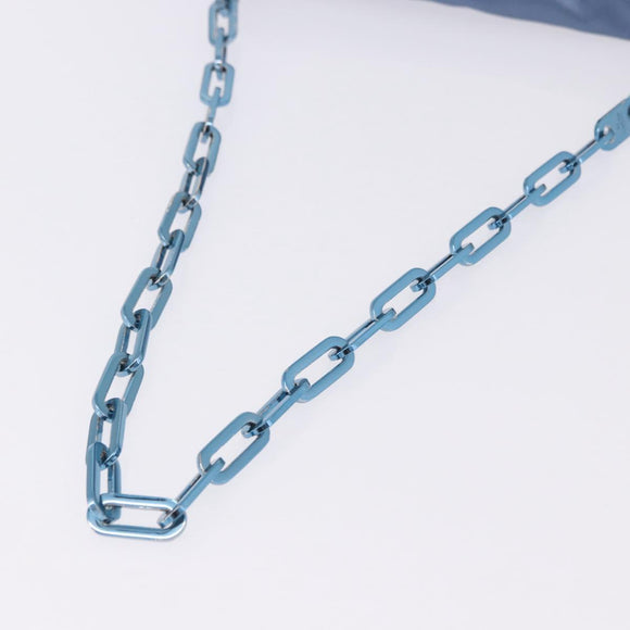 GUCCI Chain Shoulder Bag Satin Blue Auth 200336V